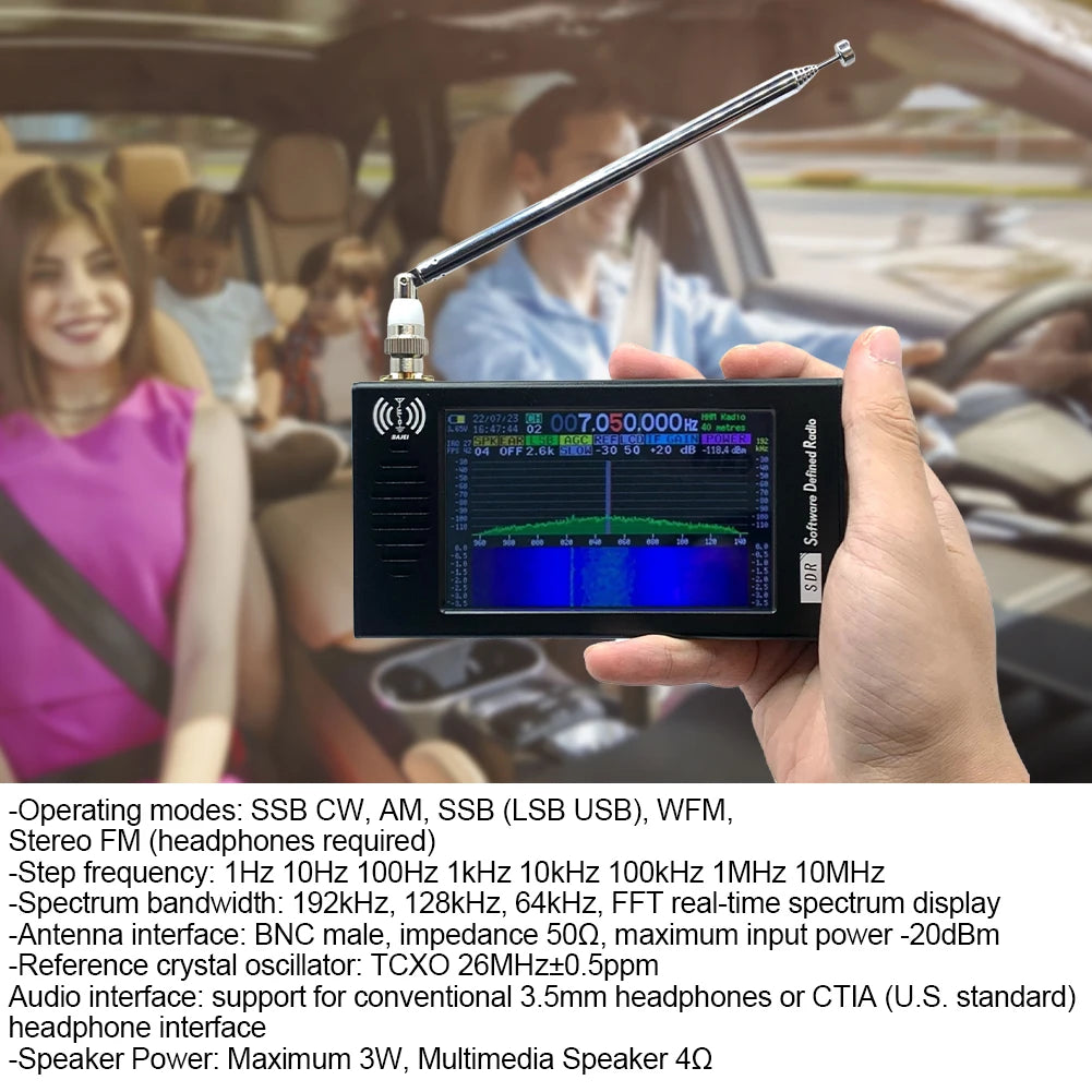 DSP SDR Radio Receiver Shortwave Radio Receiver Rechargeable Shortwave AM FM DSP Radio with Headphone Antenna Jack for Hiking