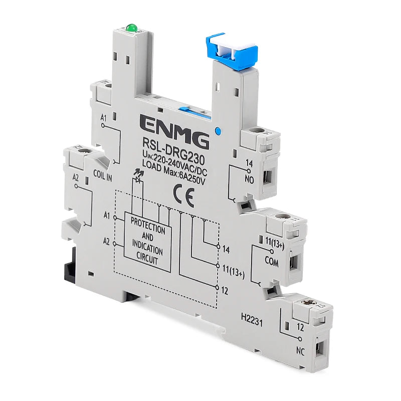 Enmg Slim Relay Socket Base RSL-DRG/DRS/DRM/DRP024 Black/Blue/Grey Universal High Compatibility Multi-Models for Industrial Auto