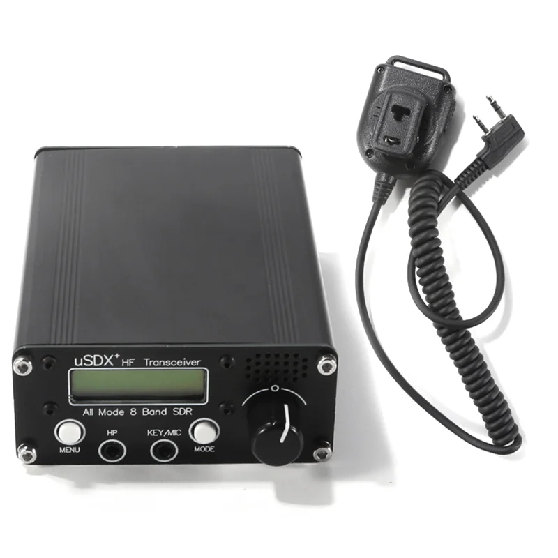 HOT USDR USDX+Plus V2 8-Band SDR Transceiver HF SSB QRP LCD with Display Speaker Microphone HF Transceiver with EU Plug
