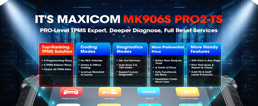 Autel MaxiCOM MK906S Pro2-TS MK906S Pro-TS Auto TPMS Programming Diagnostics Tool ECU Coding All Systems OBD2 Diagnosis Scanner