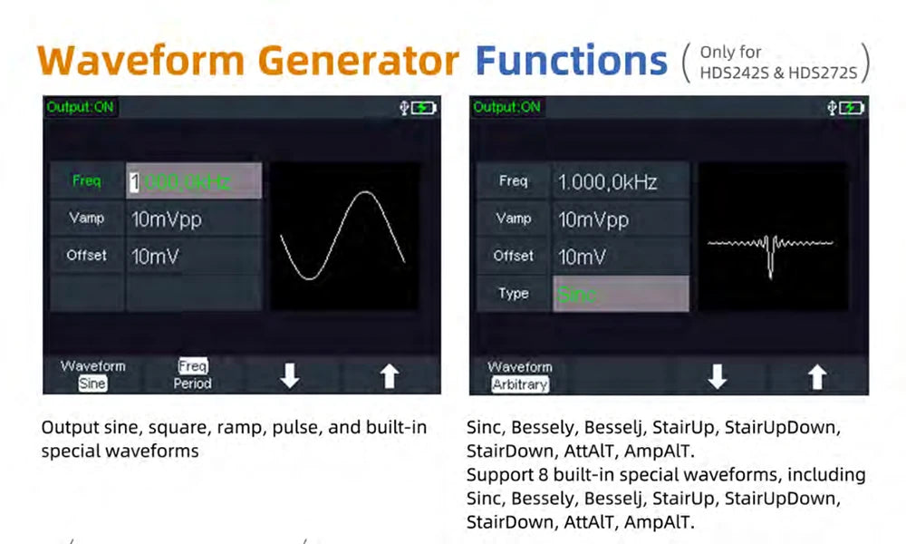 OWON HDS2202S Digital Oscilloscope 2 Channels 200Mhz 1GSa/s True RMS 3 in 1 USB Osiclloscopes +Waveform Generator+Multimeter