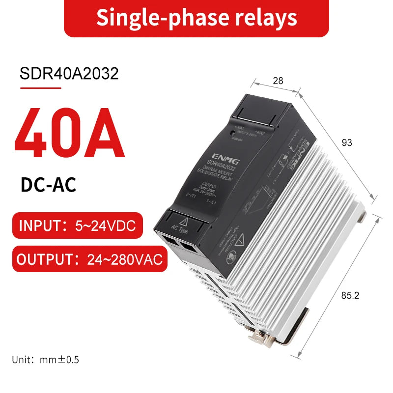 ENMG SDR25A2032 Solid State Relay SSR 25A 5/12/24VDC Control 220VAC Load DIN Rail Mount Optocoupler Isolation Enhanced Heat Diss
