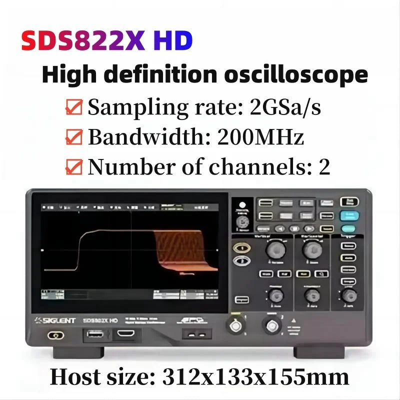Siglent high-definition oscilloscope SDS800X HD series (SDS802/804/812/814/822/824X HD), 12 bit resolution, 2/4 channels