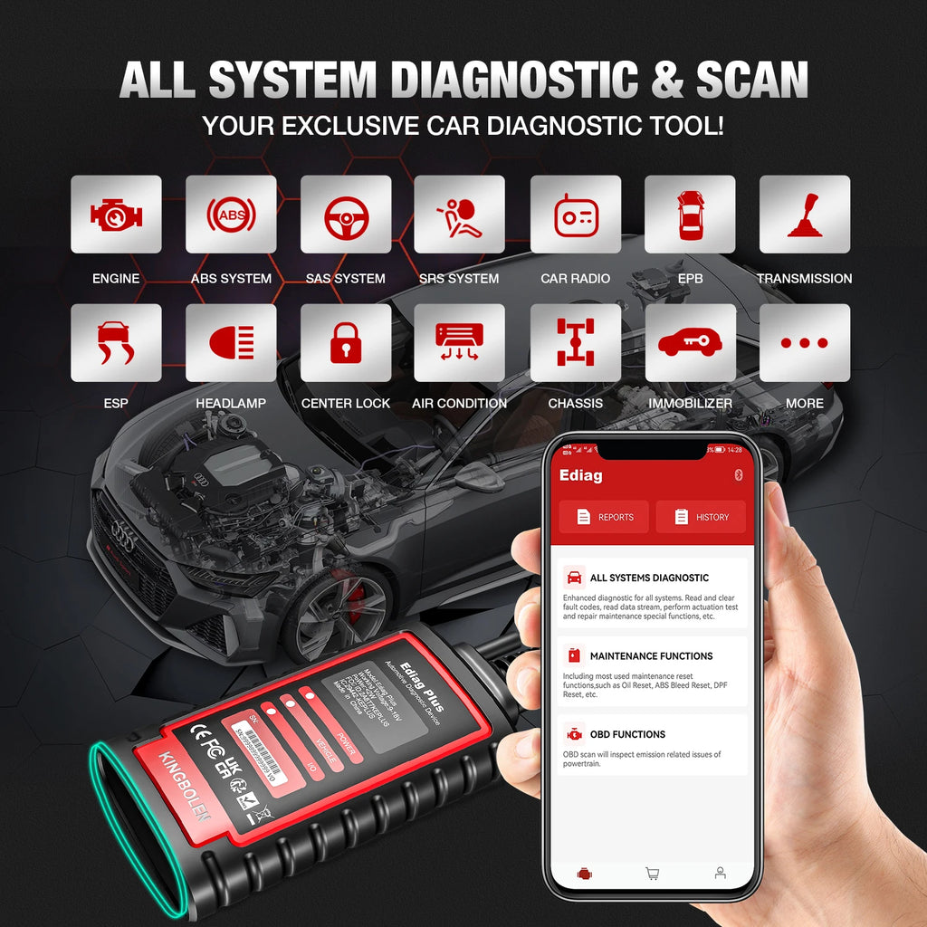 10Pcs KINGBOLEN Ediag Plus, THINKCAR THINKDIAG 2, CANFD ALL System Car Diagnostic Tool ECU Coding Bi-directional 16 Reset