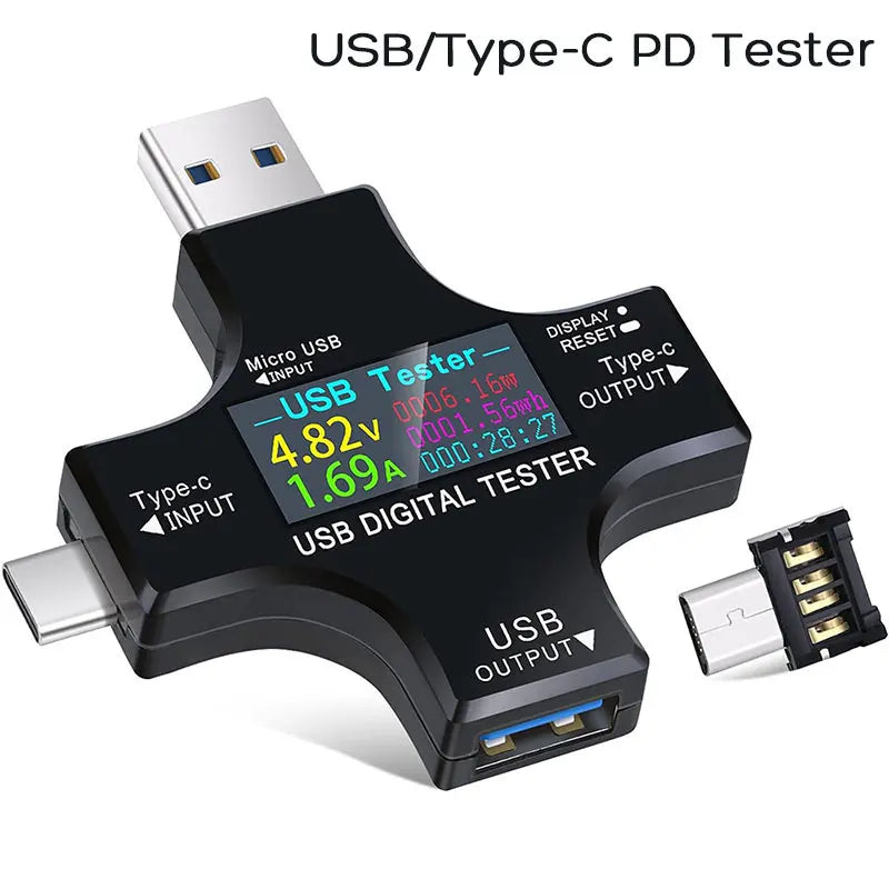 USB Tester Type-C USB-C Tester Voltage Current Tester Detector Reader Multimeter Color Screen for Phone Laptop Power Bank etc.