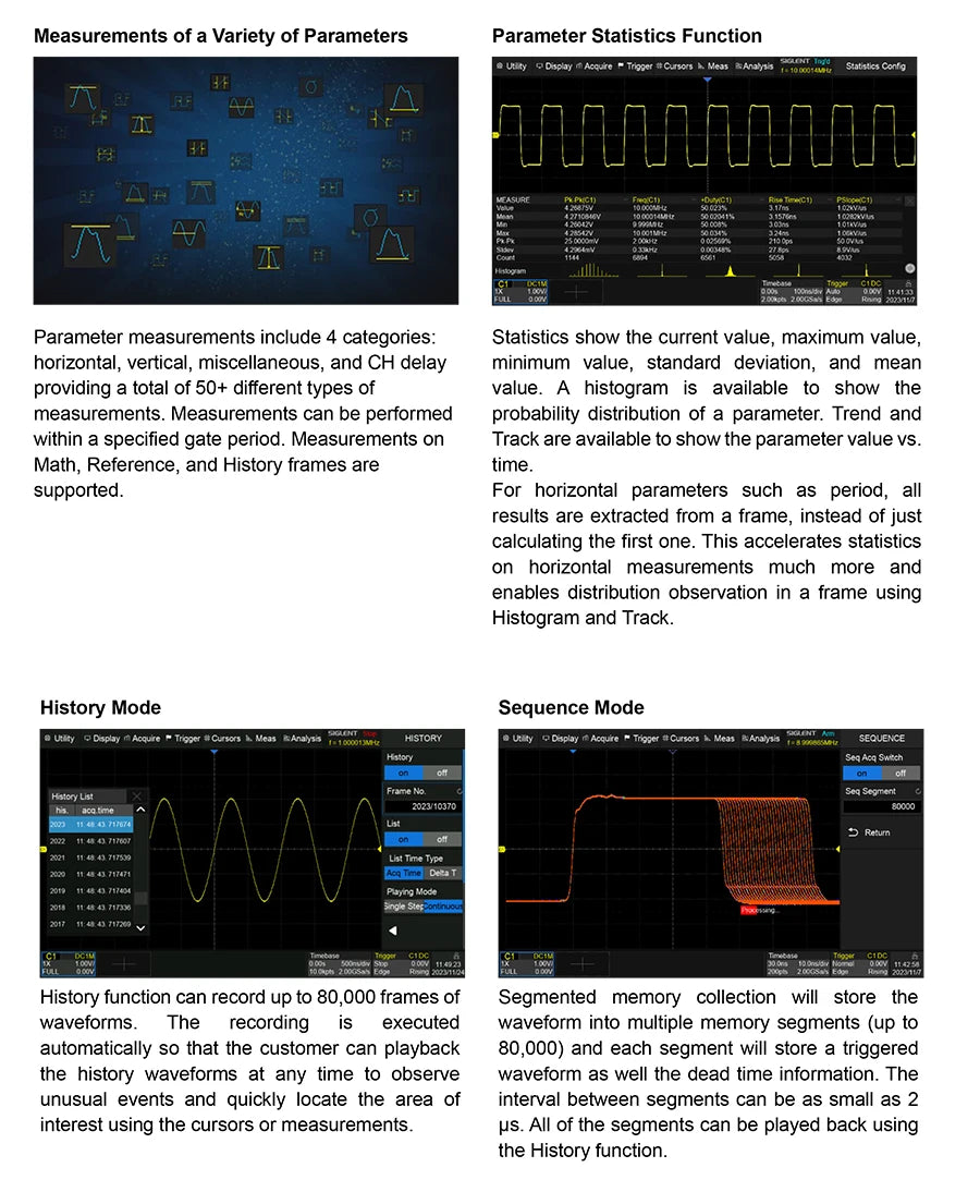 Siglent SDS804/814/824X HD Digital Oscilloscope 70-200MHz Bandwidth 2G Sample Rate Lab-Grade Handheld Portable Oscilloscope