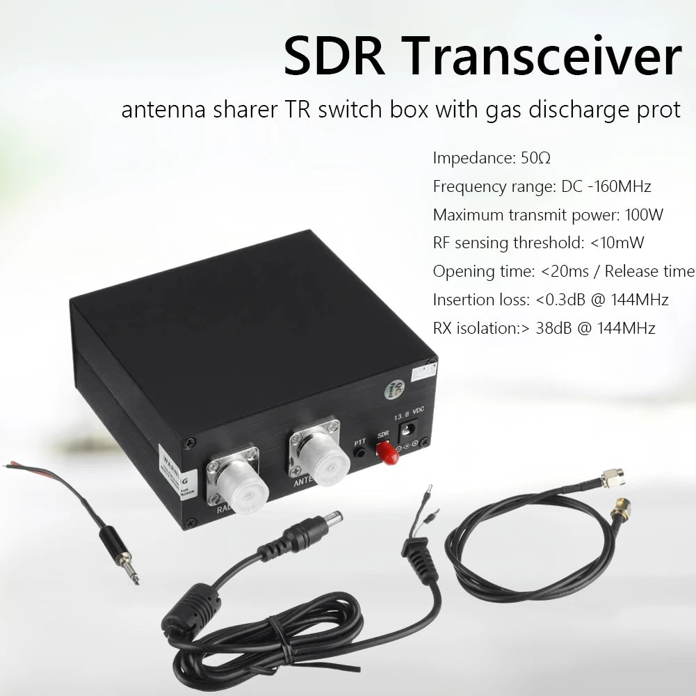 160MHz 100W SDR Transceiver Switch Antenna Sharer TR Switch Box with Cable Set
