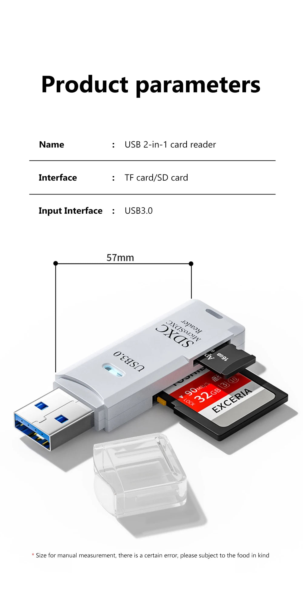 2 in 1 USB 3.0 Card Reader Micro TF sd card Reader USB adapter High Speed Cardreader TF Memory card For PC Laptop Accessories