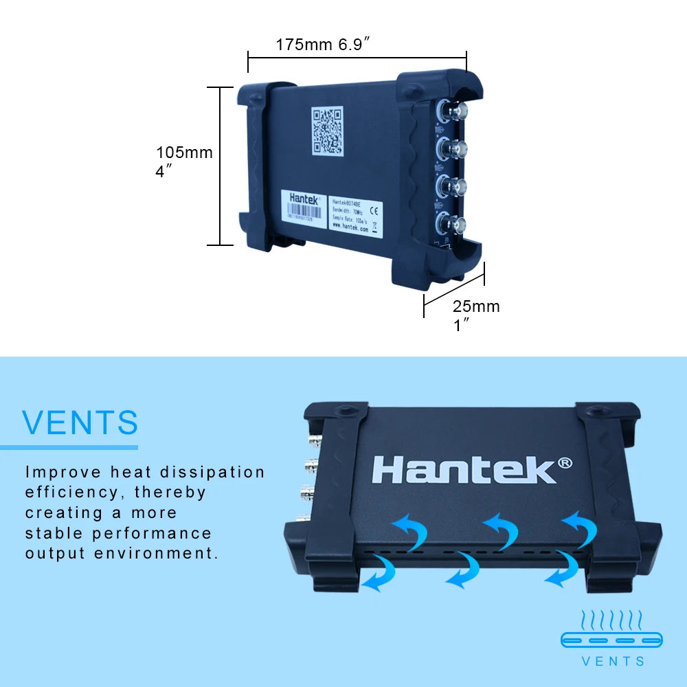Hantek 6074BE 70MHz 4CH Auto Digital Oscilloscope Set Diagnostic Tool 1GSa/s  USB Virtual Oscilloscope Car Diagnostic Instrument