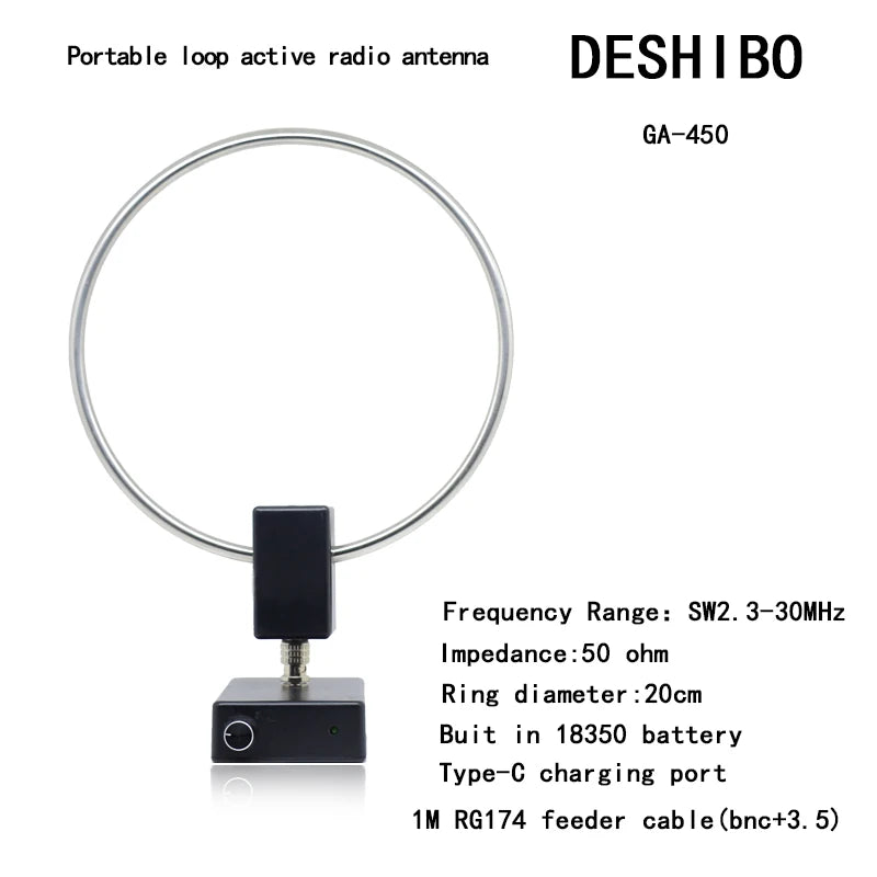 GA450 Loop Antenna SDR Short Medium Wave HF Radio VOA Antenna SW 2.30-30MHz MW 522-1710KHz For Malachite SDR radio Tescun