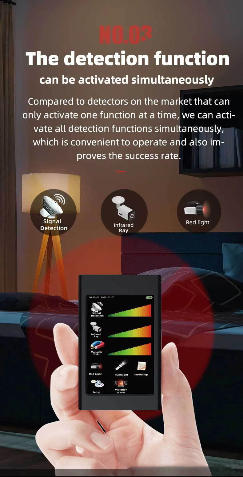 T68 Anti Surveillance Intelligent Detector Infrared Hotel Camera Detector Vibration Burglar Alarm Vehicle GPS Detection