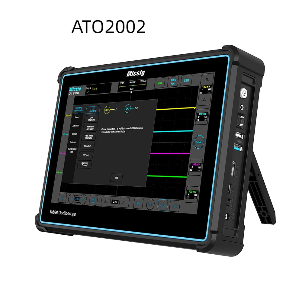 Micsig Automotive Oscilloscope Full Touchscreen Digital Tablet ATO Series1004 2002 3004 100/ 200 MHz 300MHz 2 Channels 4Channels