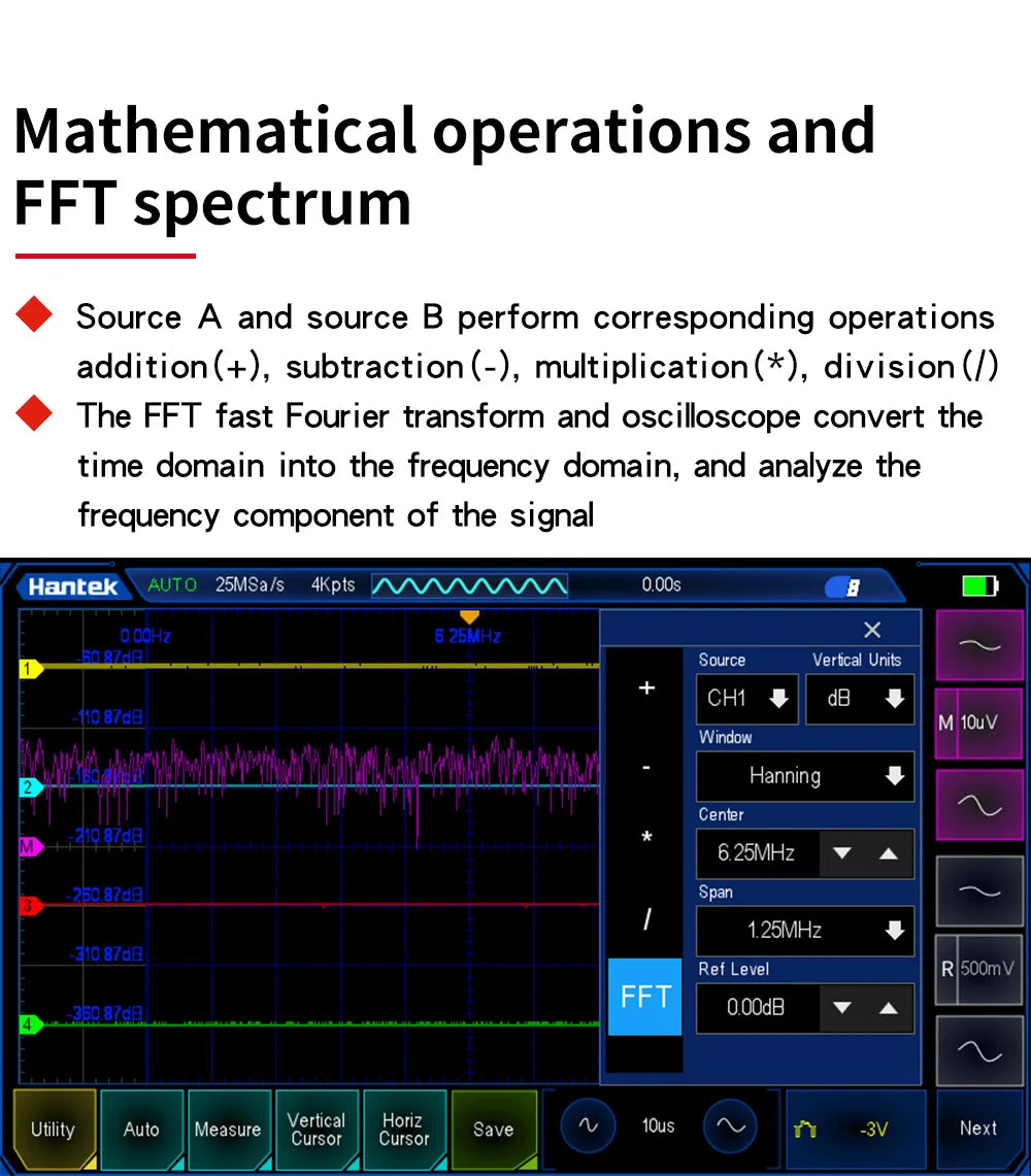 【Hantek Official Genuine】4-channel portable handheld touch screen digital oscilloscope TO1154C/1204C/1254C/1154D/1204D/1254D