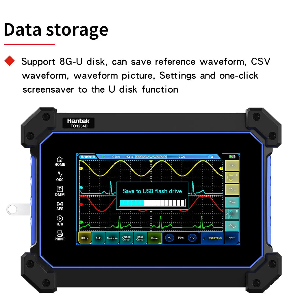 【Hantek Official Genuine】4-channel portable handheld touch screen digital oscilloscope TO1154C/1204C/1254C/1154D/1204D/1254D
