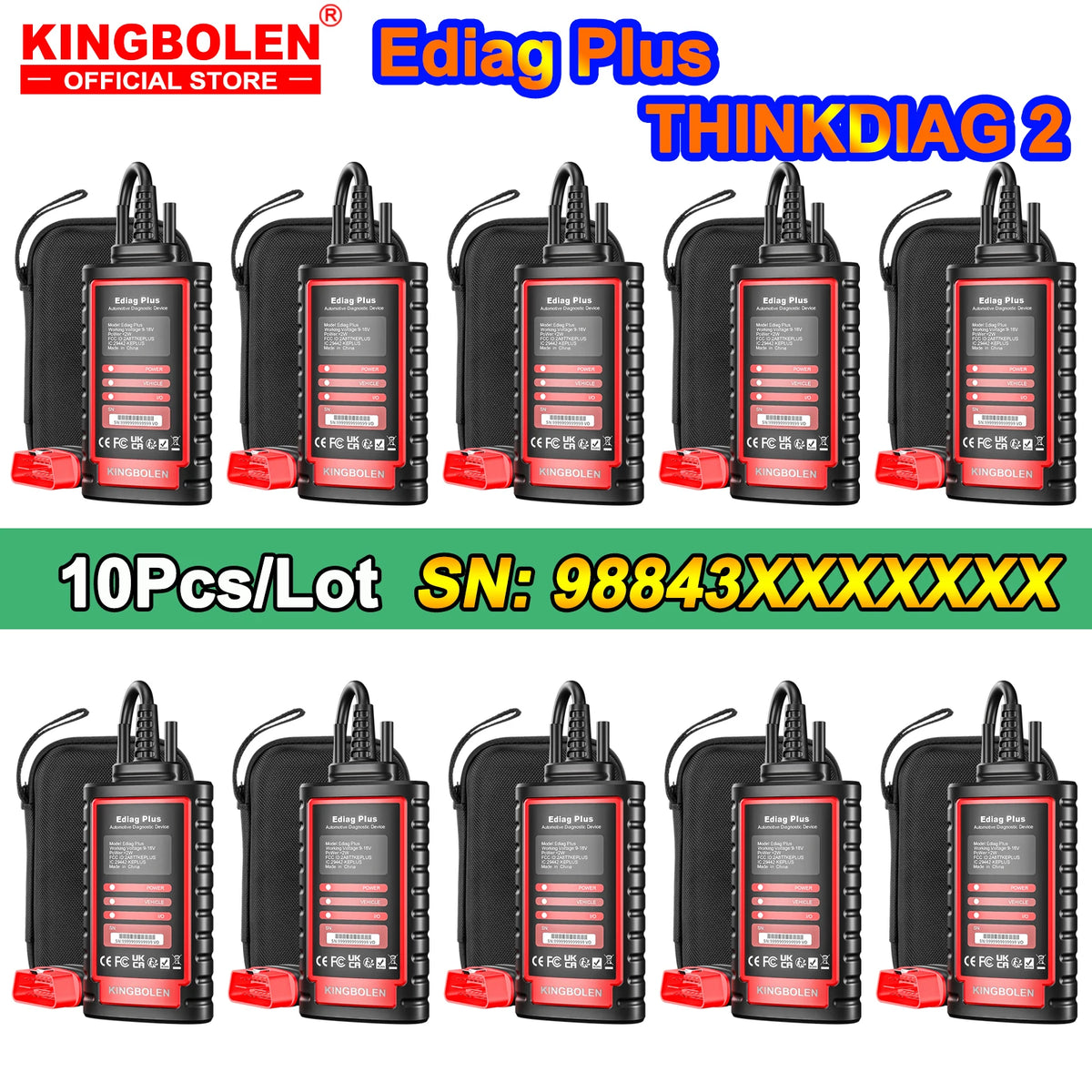 10Pcs KINGBOLEN Ediag Plus, THINKCAR THINKDIAG 2, CANFD ALL System Car Diagnostic Tool ECU Coding Bi-directional 16 Reset