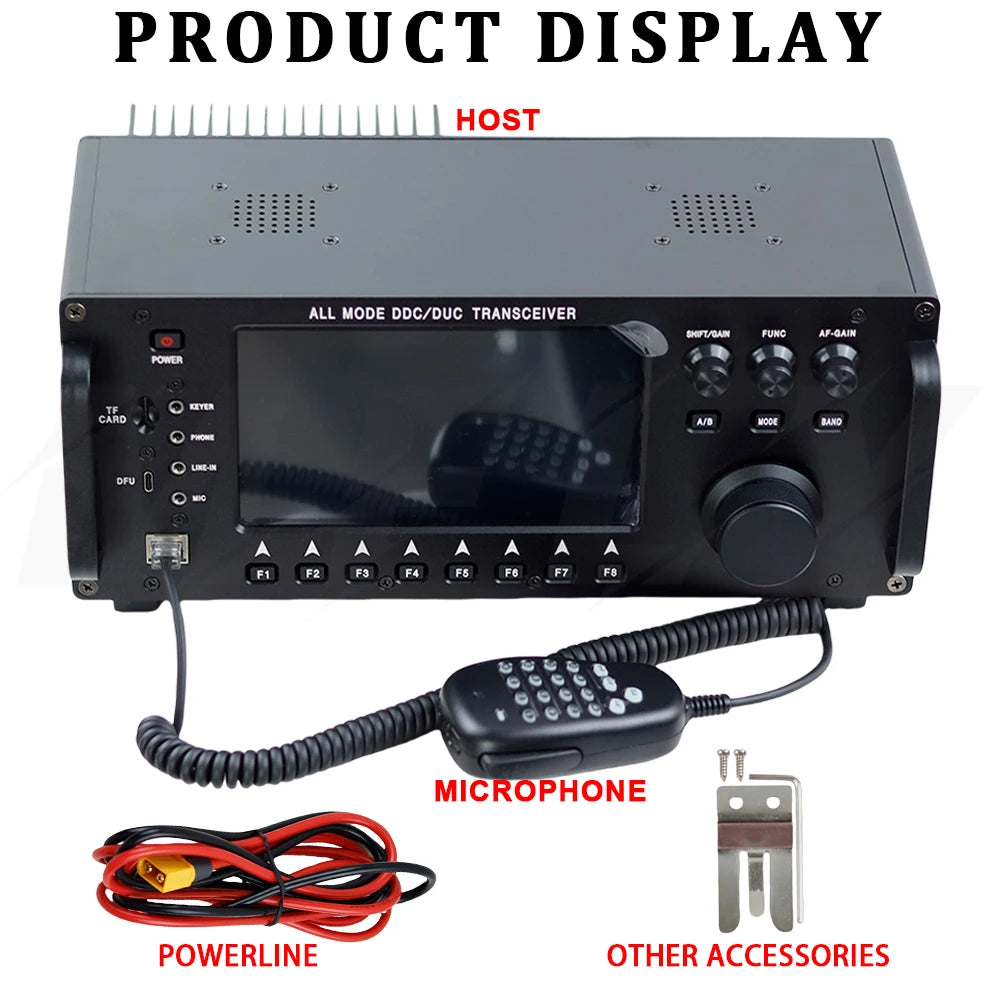 RS-998 100W HF+UV Transceiver with 7In Touch Screen All Mode DDC/DUC Transceiver Shortwave Mobile Radio SDR Transceiver