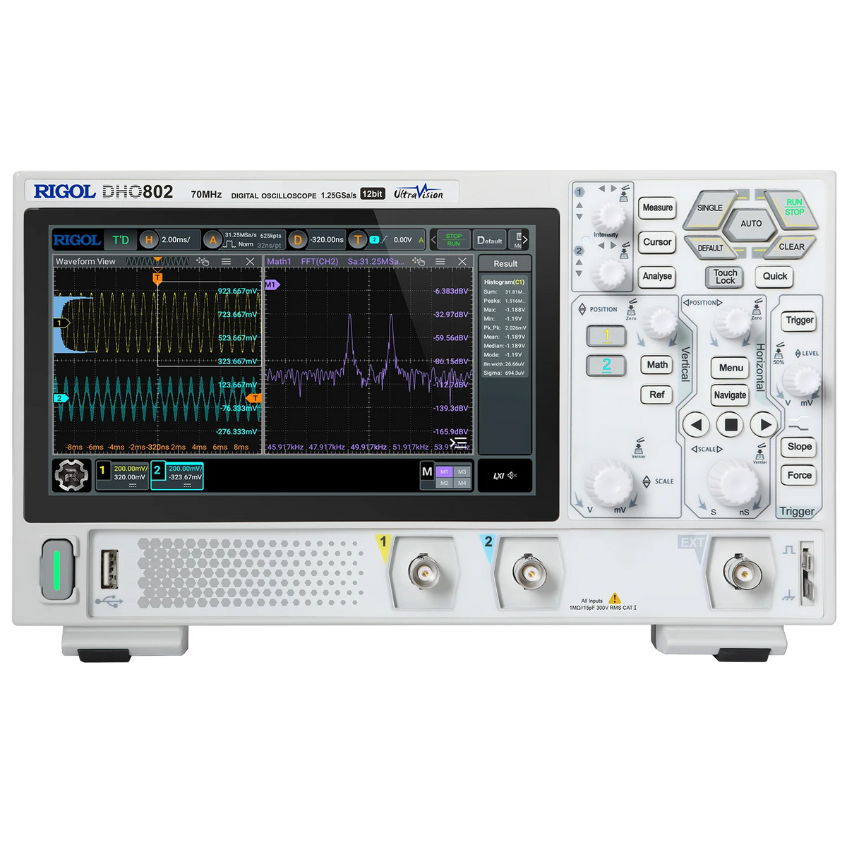 RIGOL DHO800 Series Digital Oscilloscopes Portable,70-100MHz,1.25G Sa/s, type-c Power Supply, DHO802/DHO804/DHO812/DHO814