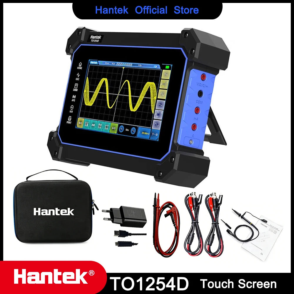 Hantek Office Store TO1254D Touch Screen Digital Oscilloscope 4 Channels USB Oscilloscopes Signal Generator Multimeter Tester