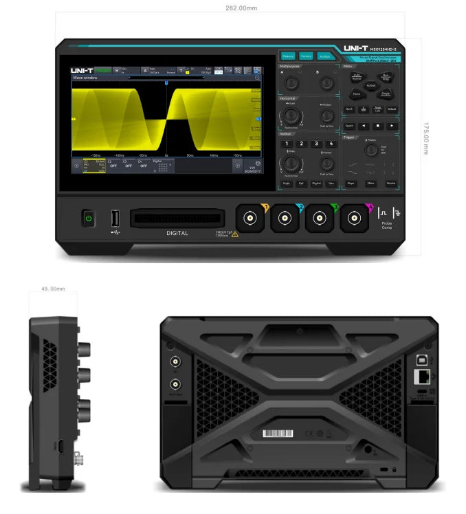 UNI-T MSO1000HD-S 12bit High-Res Oscilloscope | 150M/250MHz 4CH 2.5GSa/s | Bode plot Analyzer&CAN-FD, LIN, UART,I2C,SPI Decoding