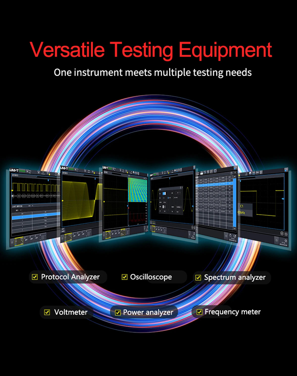 UNI-T Oscilloscope UPO1154HD UPO1082HD 2/4 Channels 1.25GSa/s High-Resolution Osciloscopio 80/150MHz Bandwidth 12-bit ADC Sampe