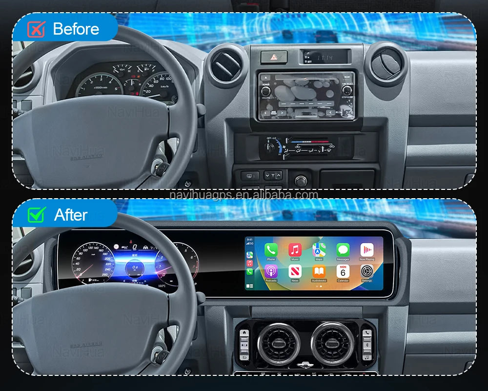 12.3" Dual Screen New Arrival For Toyota Land Cruiser LC70 LC76 Auto Speedometer Cockpit Multimedia Android Car Radio Carplay