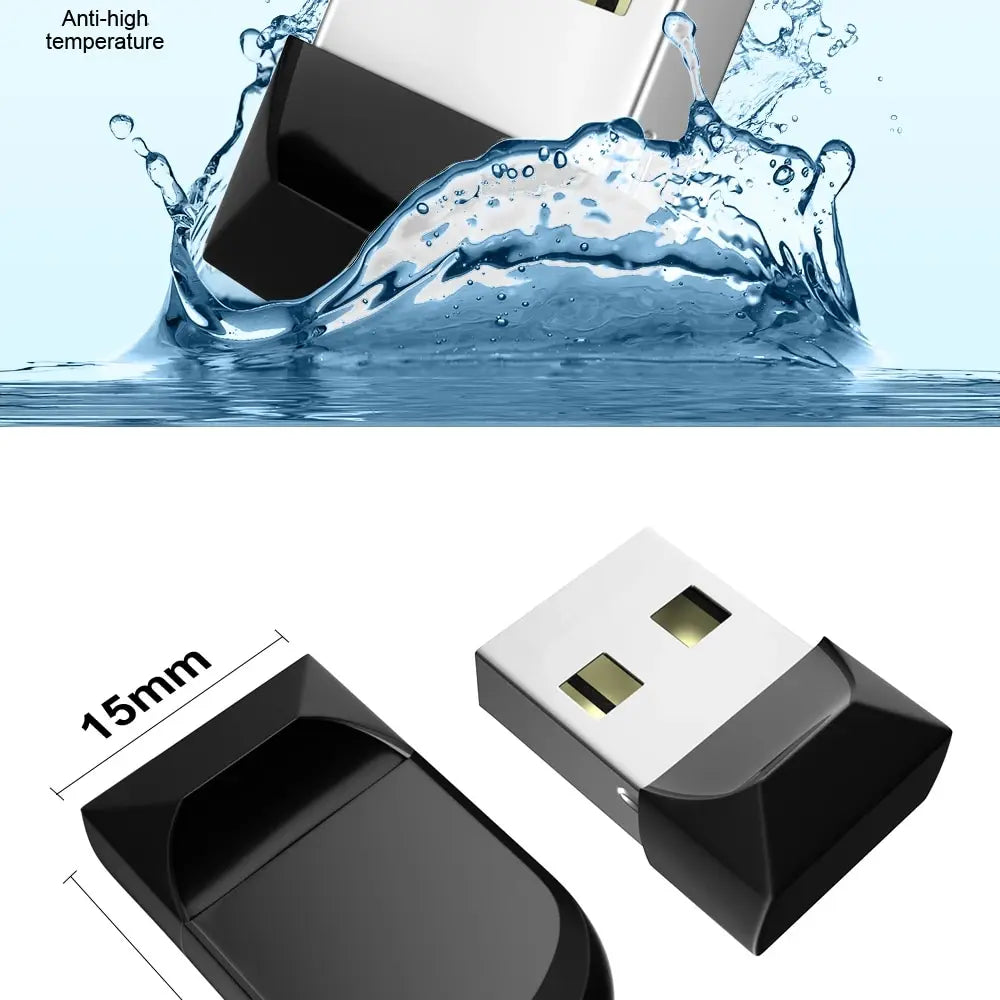 High Speed Mini USB Flash Drives 64gb Black Waterproof Pen Drive 32gb Portable Memory Stick GB USB Memories Storage for PC