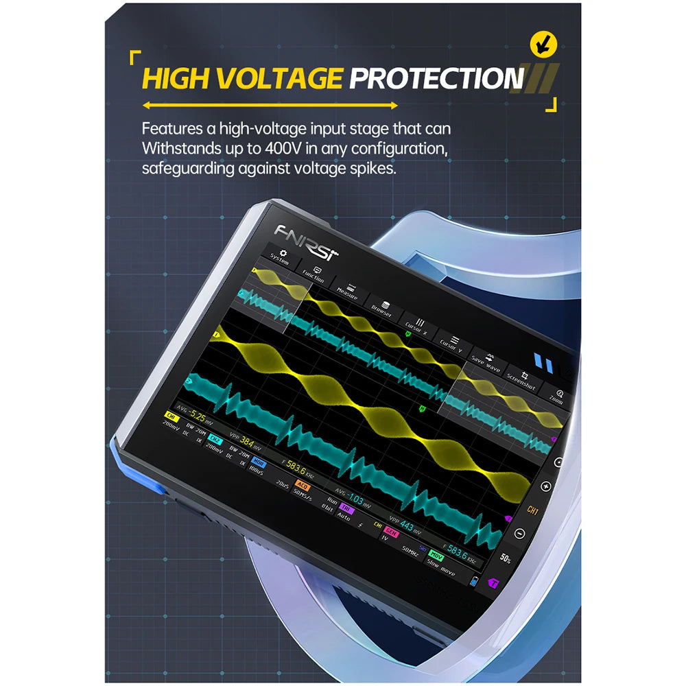 4IN1 FNIRSI DPOS350P Digital Oscilloscope 350MHz Dual Channel Fluorescence Handheld Signal Generator Frequency Response Analyzer