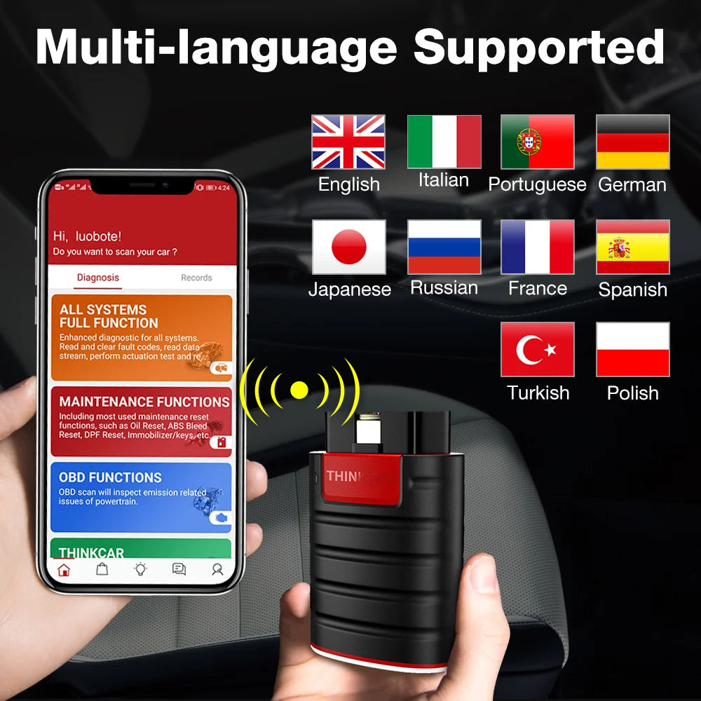 10PCS/lot THINKCAR Thinkdiag ALL System Car Diagnostic Tools 16 Resets ECU Coding Active Test 1 Year Free OBD2 Scanner Code Read