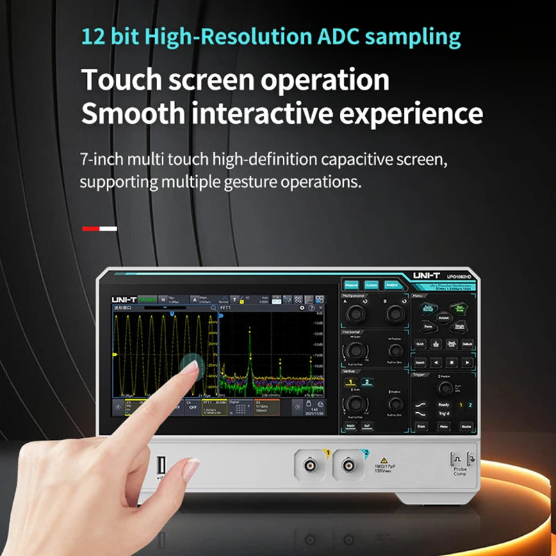 UNI-T Oscilloscope UPO1154HD UPO1082HD 2/4 Channels 1.25GSa/s High-Resolution Osciloscopio 80/150MHz Bandwidth 12-bit ADC Sampe