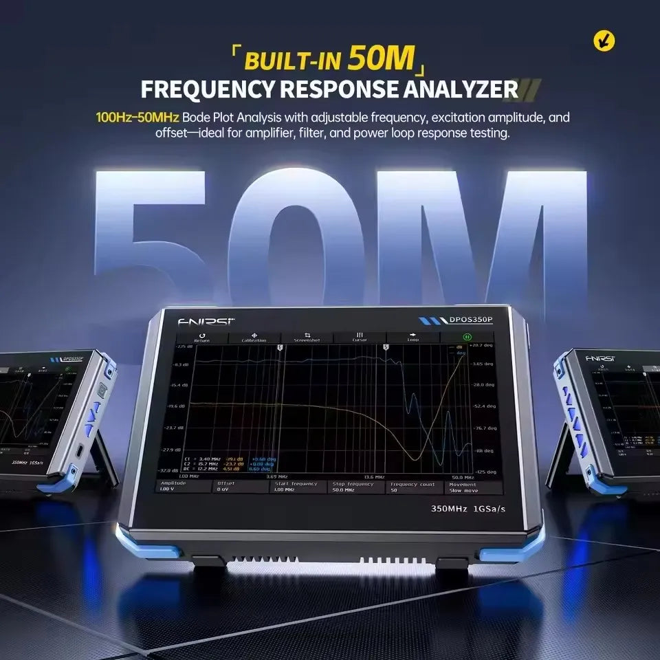 FNIRSI DPOS350P Flat Panel Oscilloscope Signal Generator Spectrum Analyzer Frequency 4-in-1 Dual Channel 350Mhz Oscilloscope