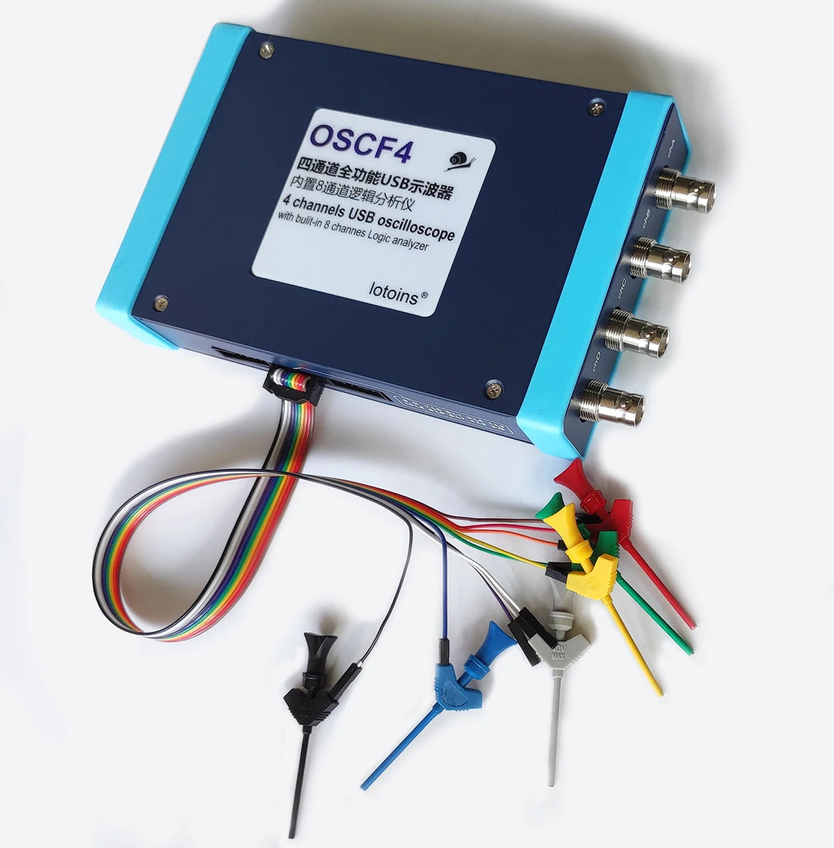 Professional Oscilloscope OSCF4, 5GS/s, 200MHz, 4-Channel / Multiple Devices 3 in 1 / Protocols Decoding / 8,12,16 channels