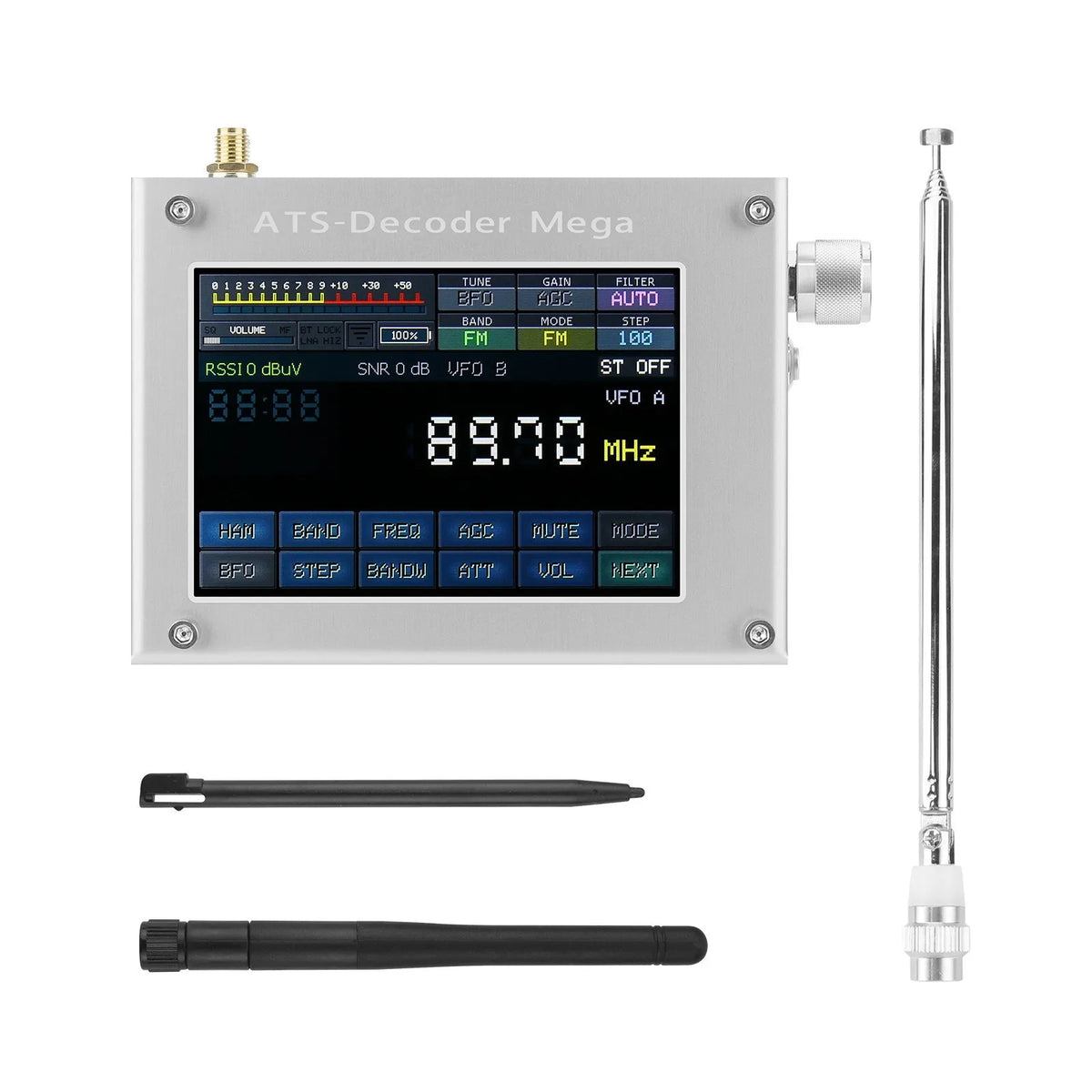 ATS-Decoder Mega SDR Radio AM FM SYNC SSB CW DIGI Receiver Upgraded Version of ATS25 max-Decoder w/ 4" Color Screen