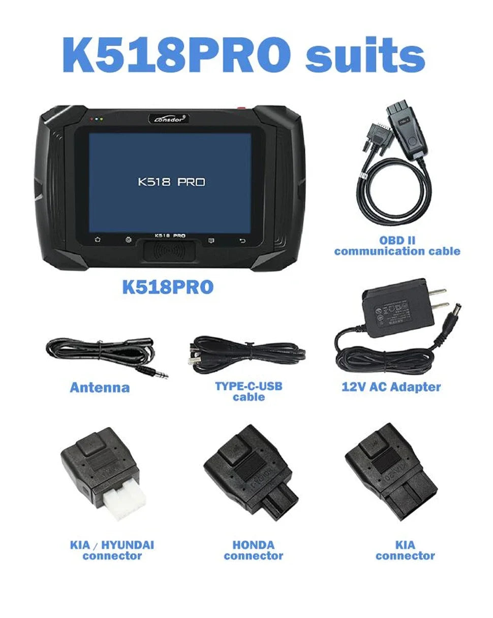 Lonsdor K518 PRO Full Global Version Programmer with Kprog LT20 Smart Key for Toyo FP30 Cable BCM Cable FCA 12+8 JLR ADP Adapter
