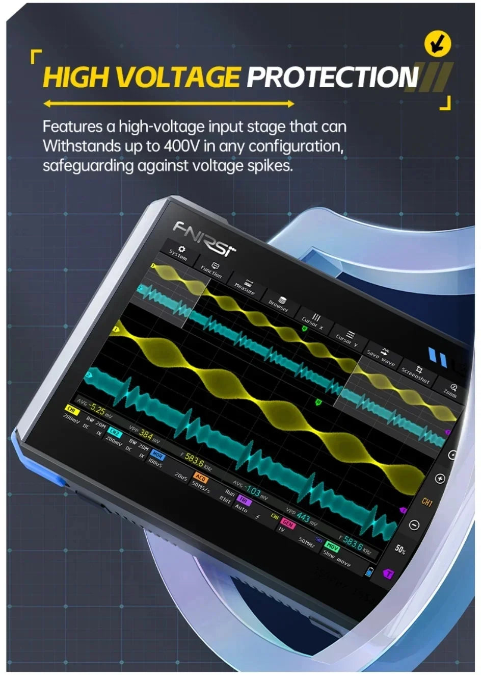 FNIRSI DPOS350P Flat Panel Oscilloscope Signal Generator Spectrum Analyzer Frequency 4-in-1 Dual Channel 350Mhz Oscilloscope