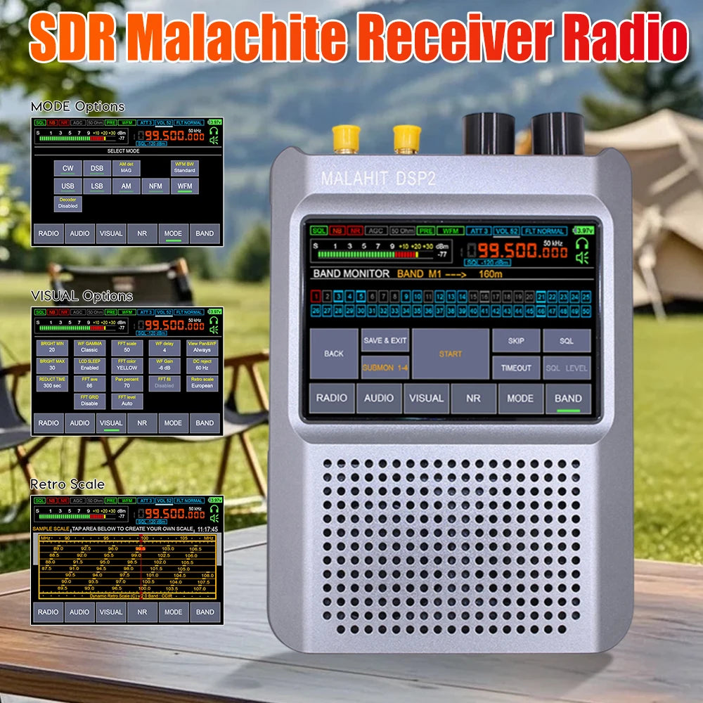 10kHz-380MHz 404MHz-2GHz Malahit-DSP2/DSP1 SDR Malachite Receiver Radio With 5000mAh Battery Firmware 2.40(DSP2) Malahite SDR ﻿