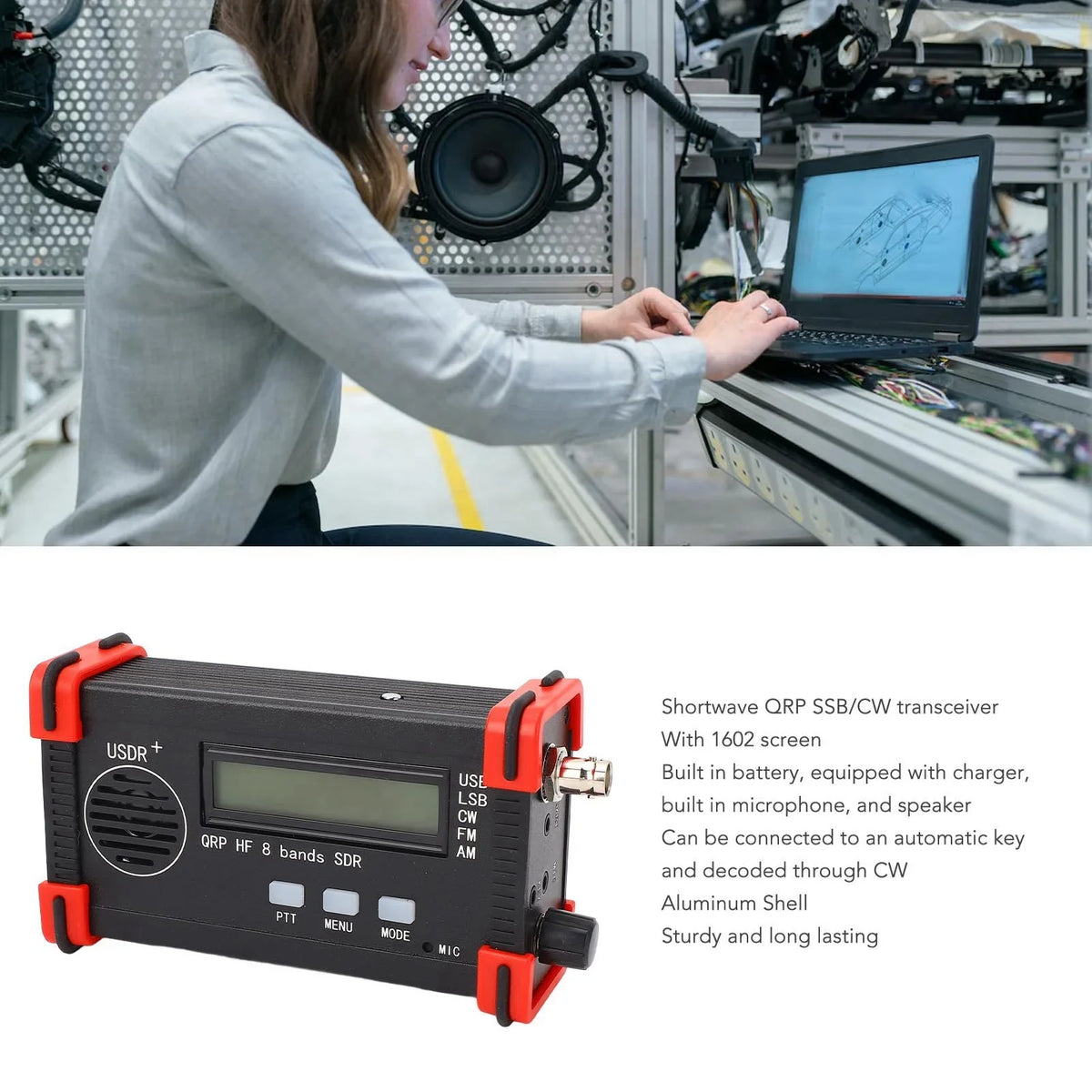Radio Transceiver 8 Band Shortwave USDX USDR HF QRP SDR SSB CW Transceiver AM FM DSP Full Mode High Frequency QRP Transceiver