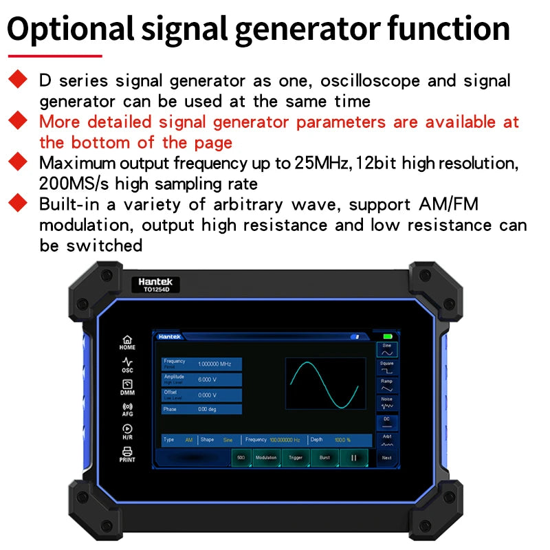 【Hantek Official Genuine】4-channel portable handheld touch screen digital oscilloscope TO1154C/1204C/1254C/1154D/1204D/1254D