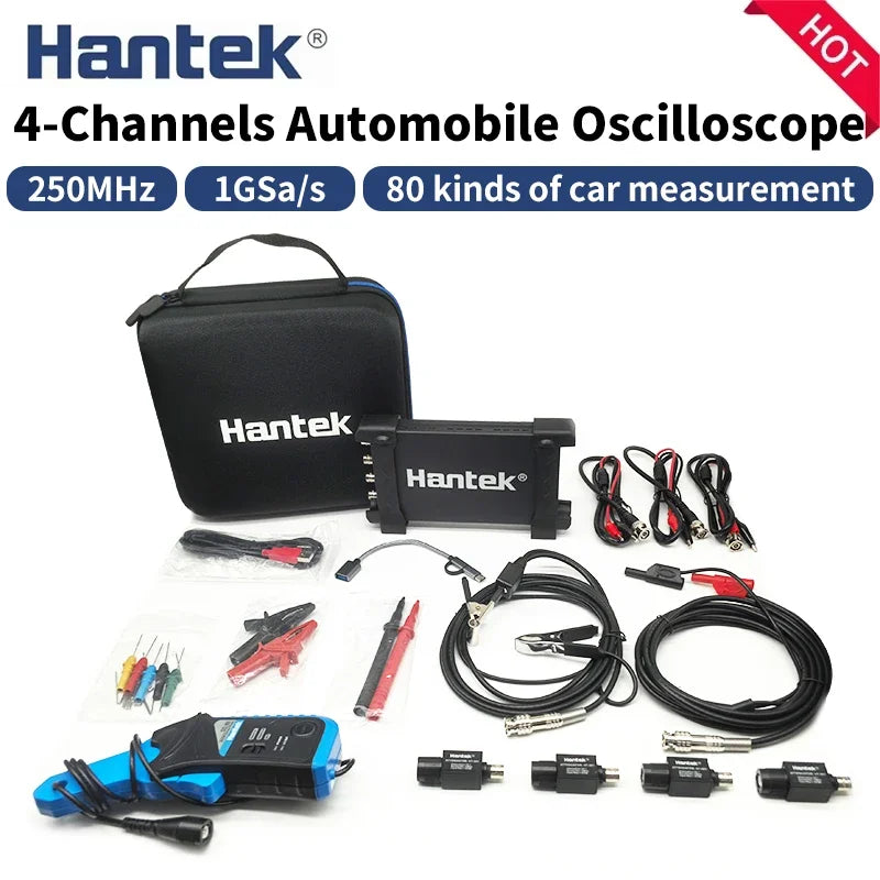 hantek 6074BE/6254BE Automobile Oscilloscope 4-channels Portable USB Virtual Oscilloscope Link PC Android Phone Tablet