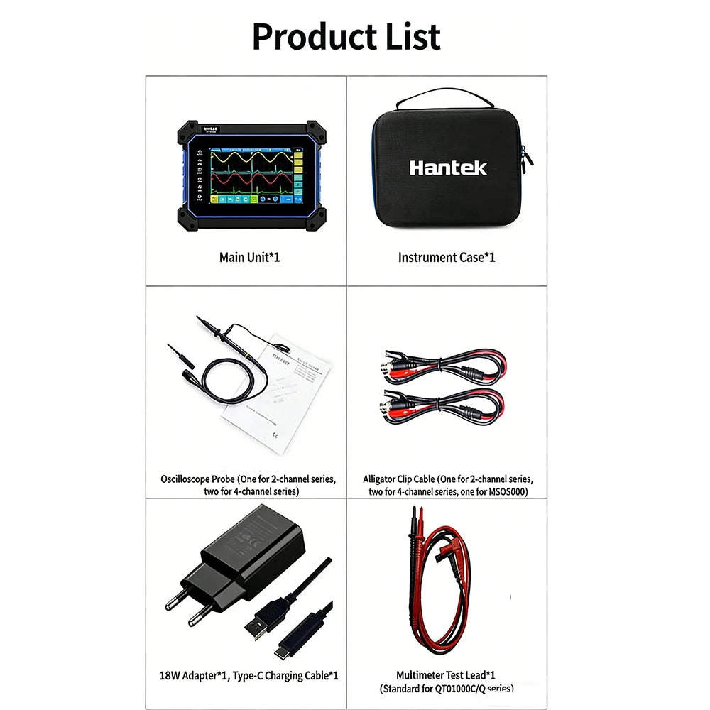 Hantek Office Store TO1254D Touch Screen Digital Oscilloscope 4 Channels USB Oscilloscopes Signal Generator Multimeter Tester