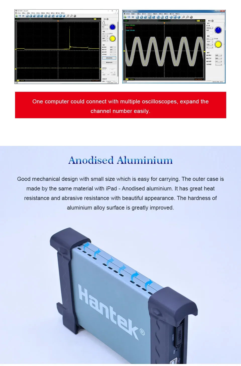 Hantek Portable PC USB digital Oscilloscope 4-channels Automotive diagnostic function Oscilloscope 6254BE Kit II Kit III Kit IV