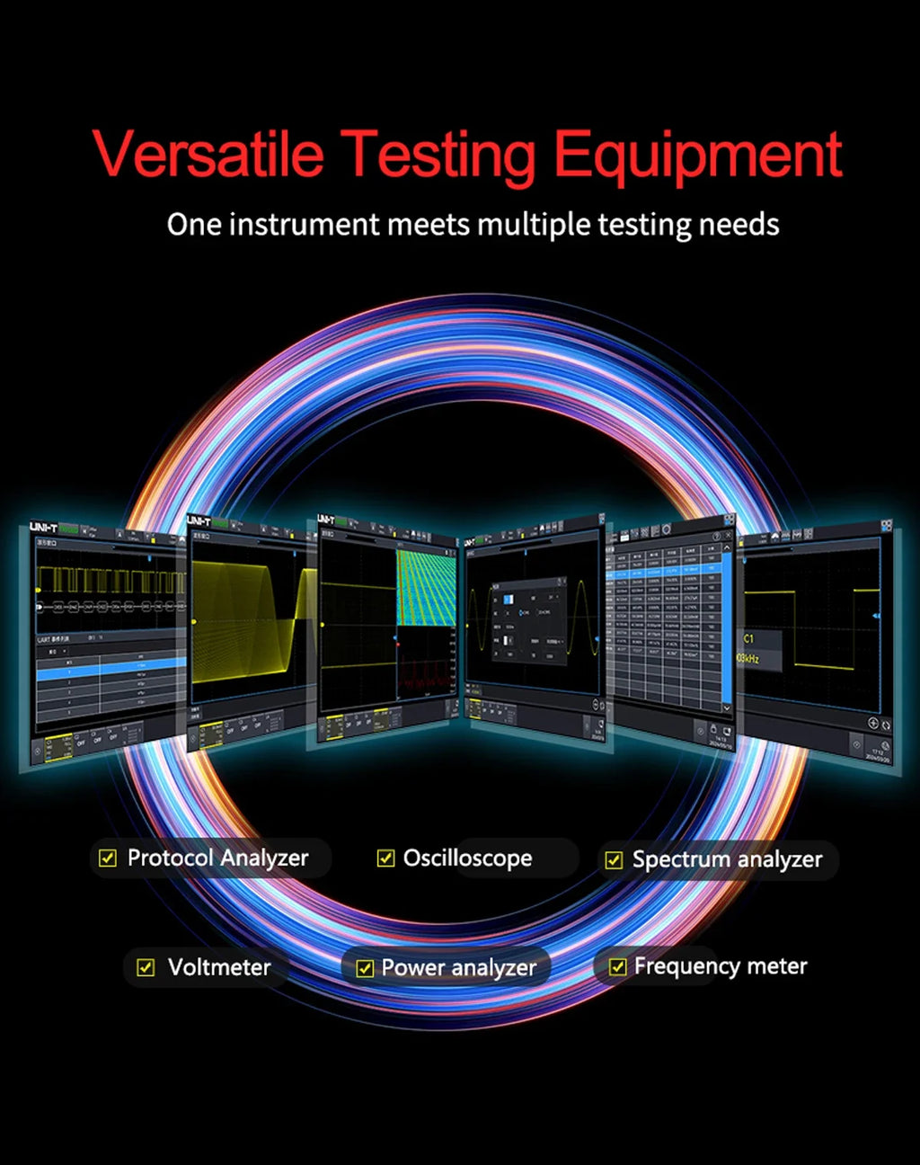 UNI-T UPO1000HD Series 12bit High-Res Oscilloscope | 150MHz 2/4CH with Power Analysis | UART/I2C/SPI/CAN/LIN Decoding