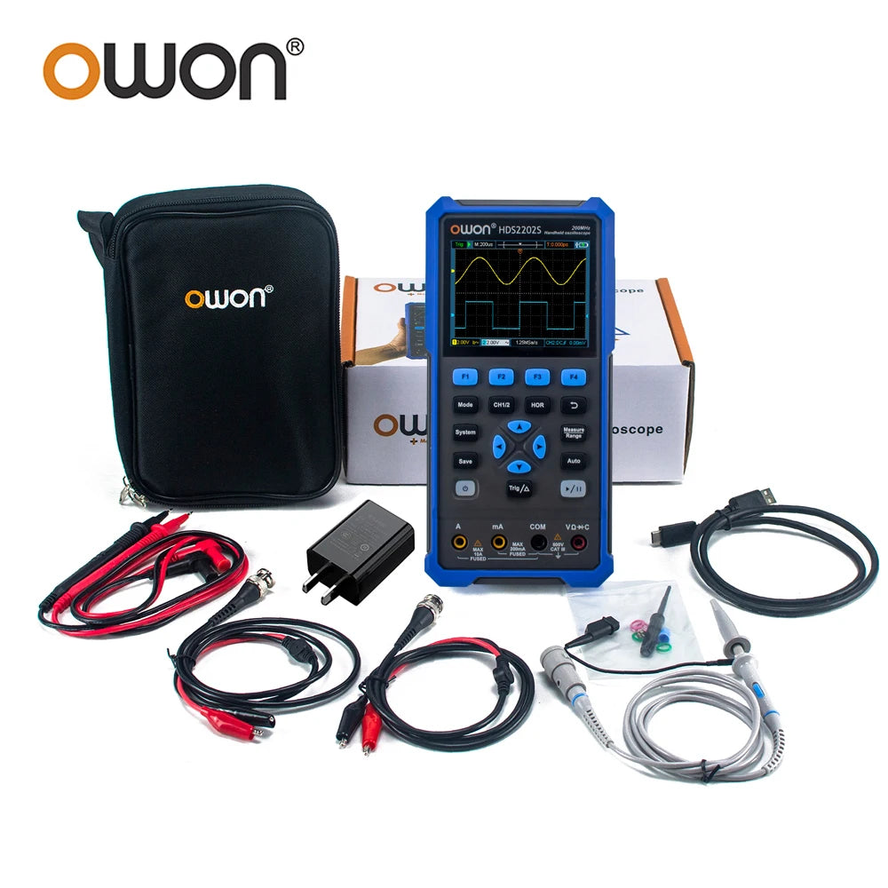 OWON HDS2202S Digital Oscilloscope 2 Channels 200Mhz 1GSa/s True RMS 3 in 1 USB Osiclloscopes +Waveform Generator+Multimeter