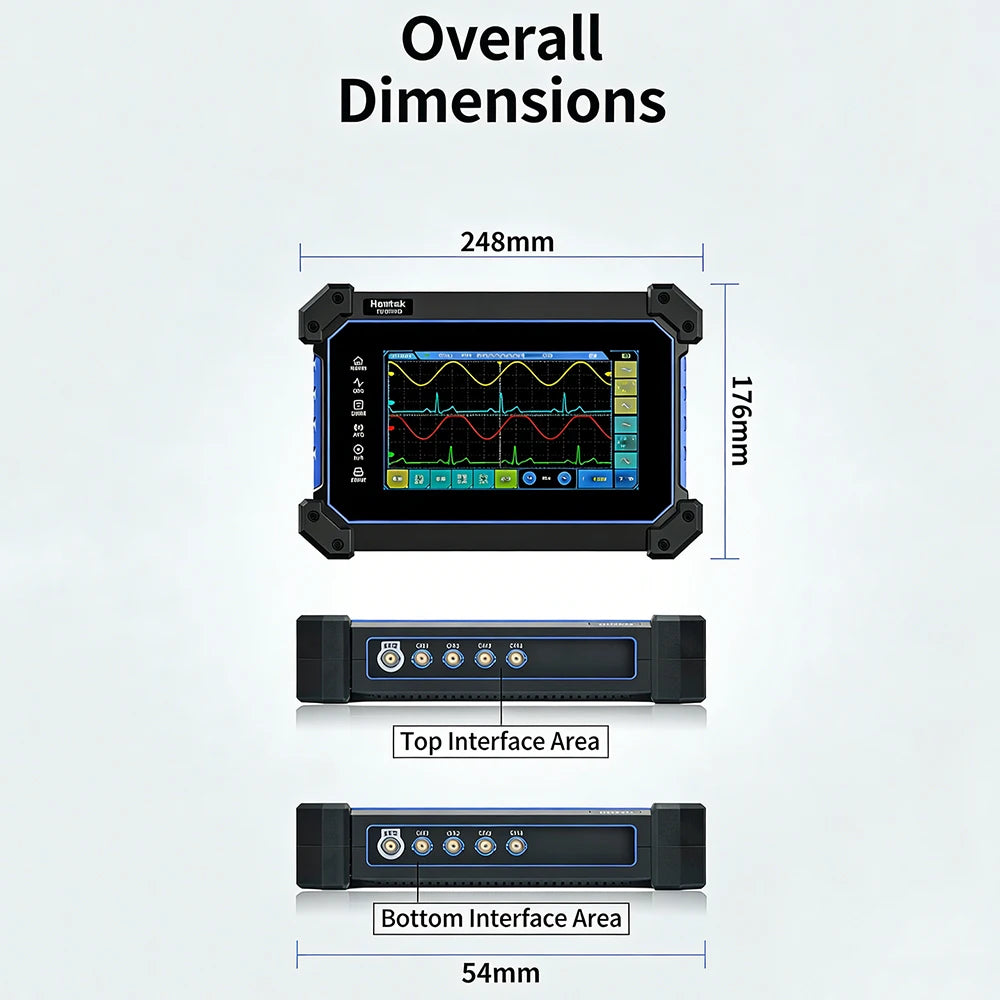 Hantek Office Store TO1254D Touch Screen Digital Oscilloscope 4 Channels USB Oscilloscopes Signal Generator Multimeter Tester
