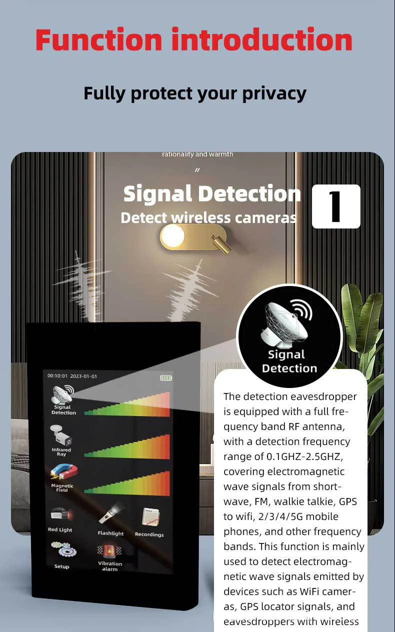 T68 Anti Surveillance Intelligent Detector Infrared Hotel Camera Detector Vibration Burglar Alarm Vehicle GPS Detection
