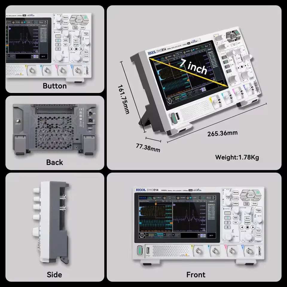 RIGOL DHO802/DHO804/DHO812/DHO814 Digital Oscilloscopes 70/100MHz 2/4Channel 25Mpts Depth