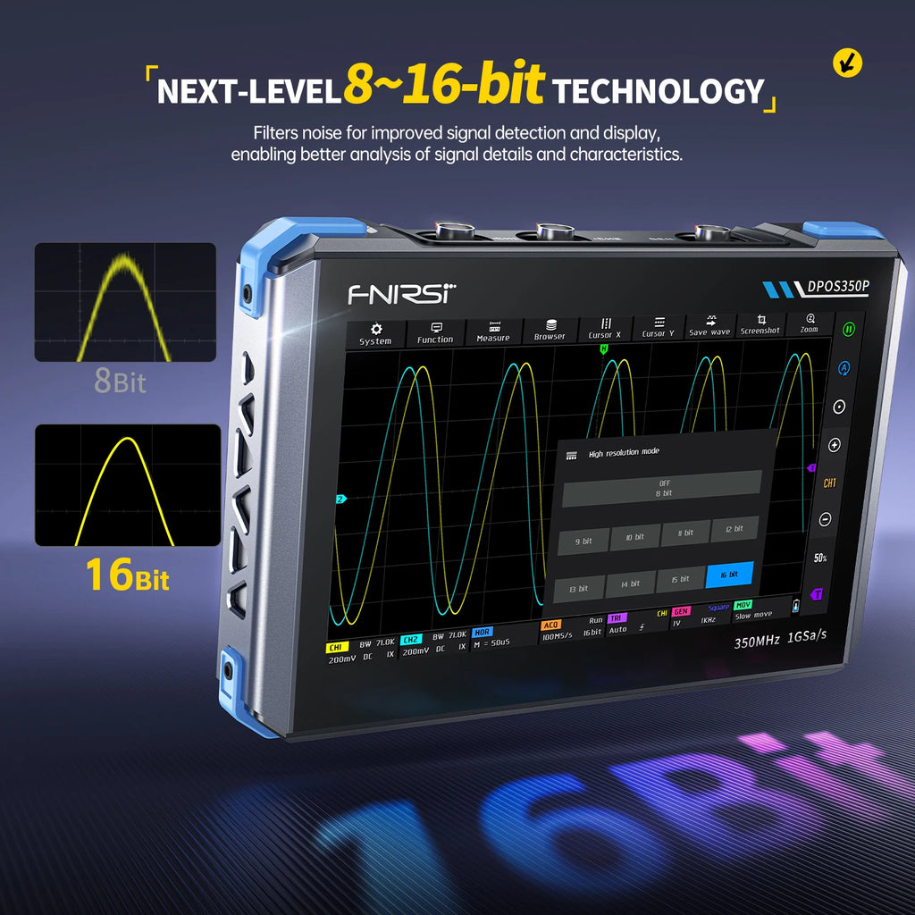 FNIRSI DPOS350P， Frequency Response Analyzer, Four In One Flat Oscilloscope, 2-Channel 350MHz Signal Generator, 50MHz, Spectrum