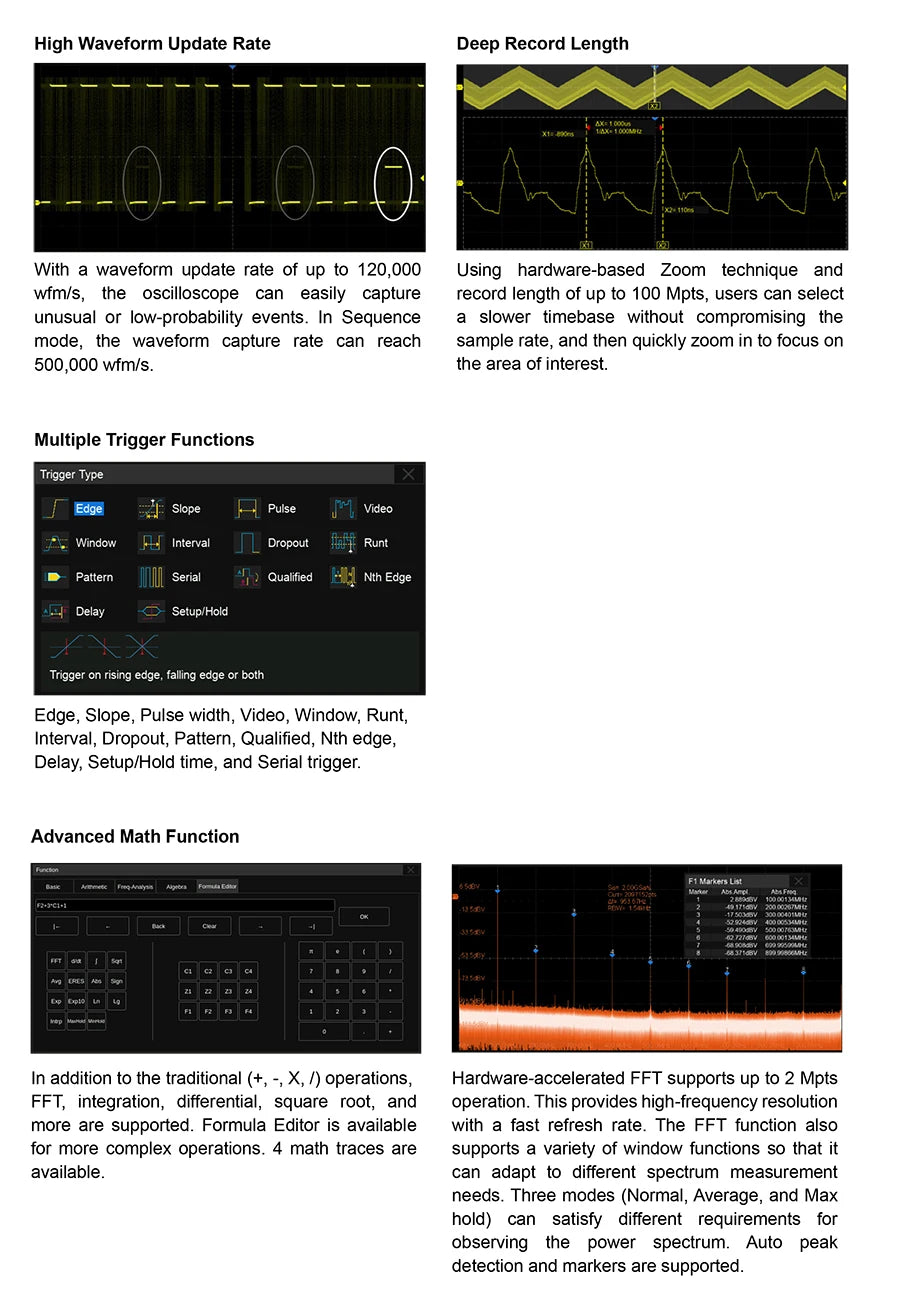 Siglent SDS804/814/824X HD Digital Oscilloscope 70-200MHz Bandwidth 2G Sample Rate Lab-Grade Handheld Portable Oscilloscope