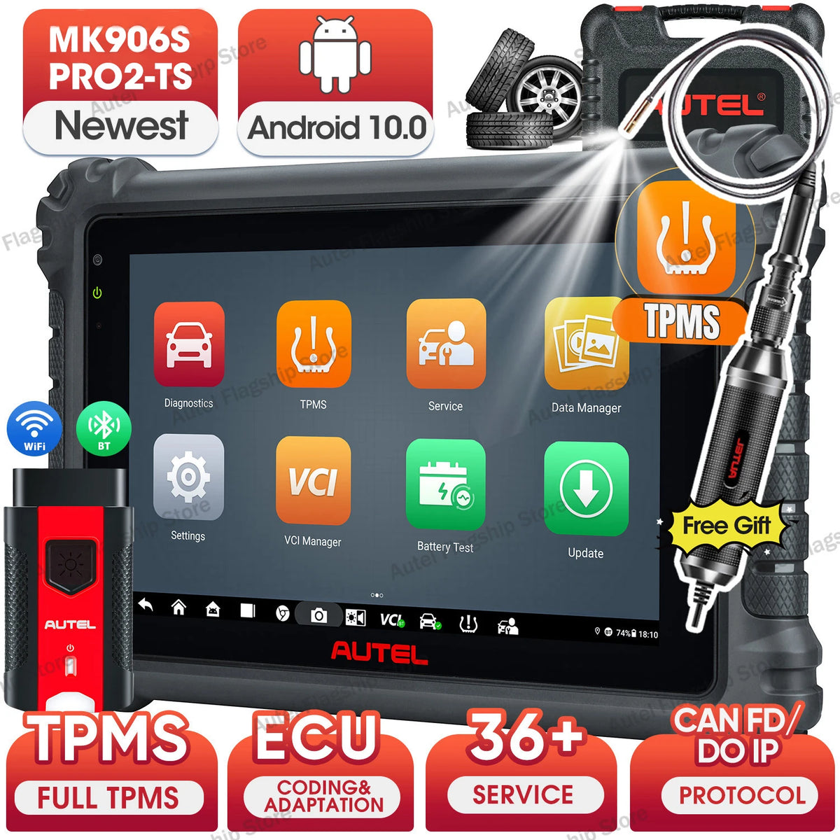 Autel MaxiCOM MK906S Pro2-TS MK906S Pro-TS Auto TPMS Programming Diagnostics Tool ECU Coding All Systems OBD2 Diagnosis Scanner