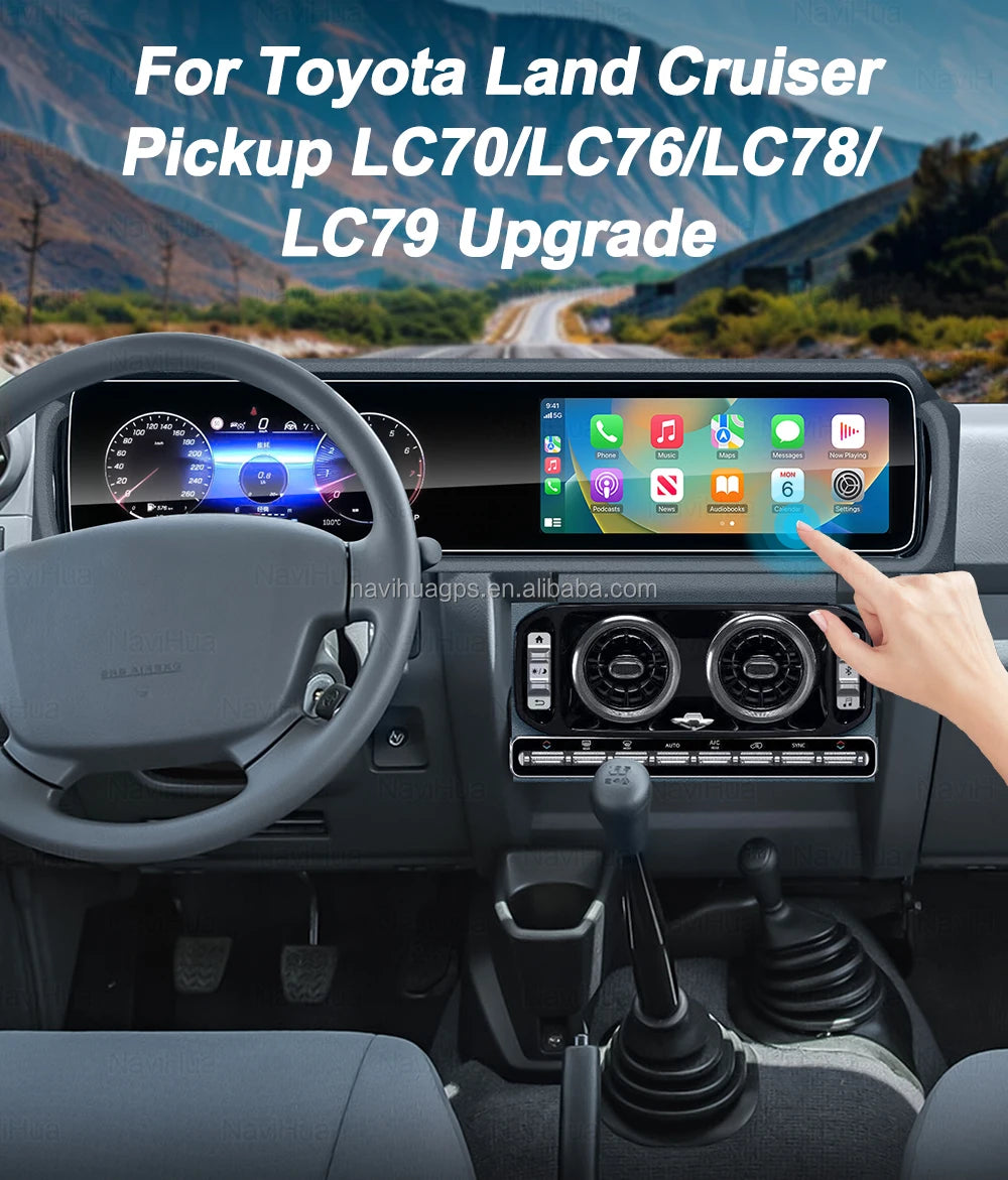 12.3" Dual Screen New Arrival For Toyota Land Cruiser LC70 LC76 Auto Speedometer Cockpit Multimedia Android Car Radio Carplay
