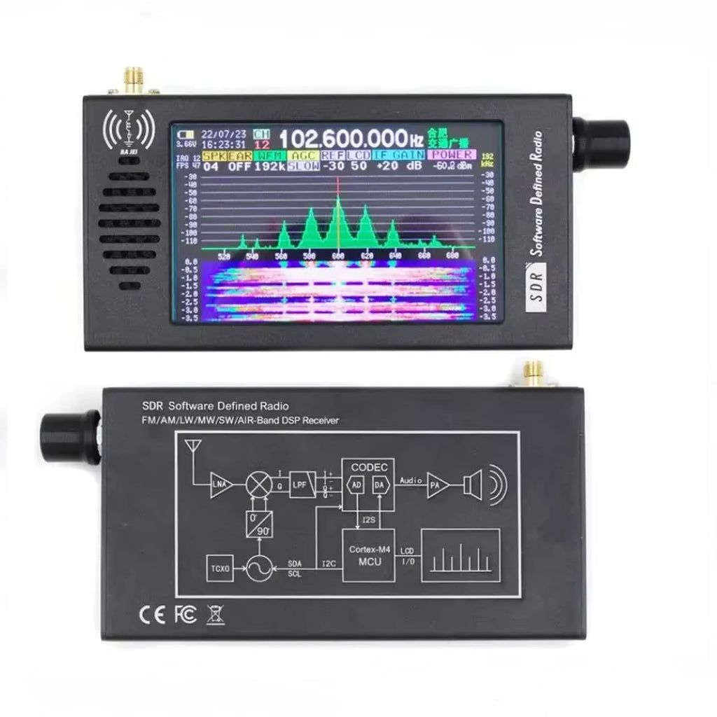 SDR Digital Demodulation Receiver Full Band Software Defined Radio with 4.3'' Touch Screen Real-time & Spectrum